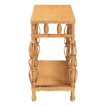 Natural Rattan Console Table - Handwoven Wicker Accent Table