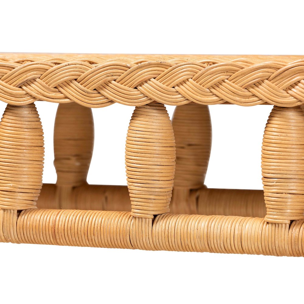 Natural Rattan Console Table - Handwoven Wicker Accent Table