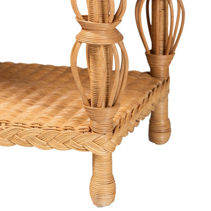 Natural Rattan Console Table - Handwoven Wicker Accent Table
