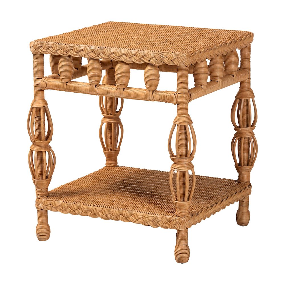 Dolby Natural Rattan End Table - Handwoven Wicker Side Table