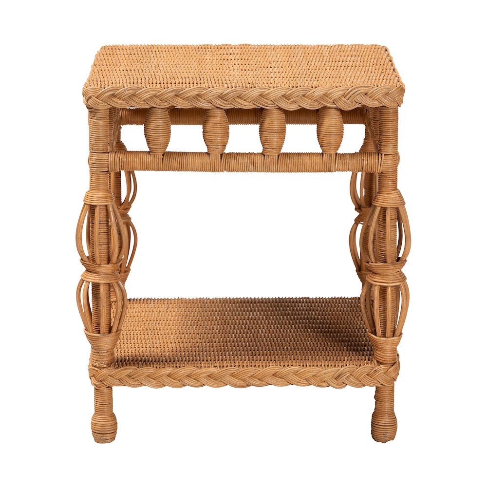 Dolby Natural Rattan End Table - Handwoven Wicker Side Table