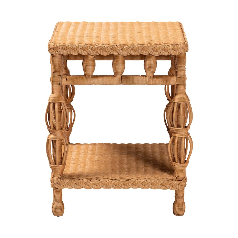 Dolby Natural Rattan End Table - Handwoven Wicker Side Table
