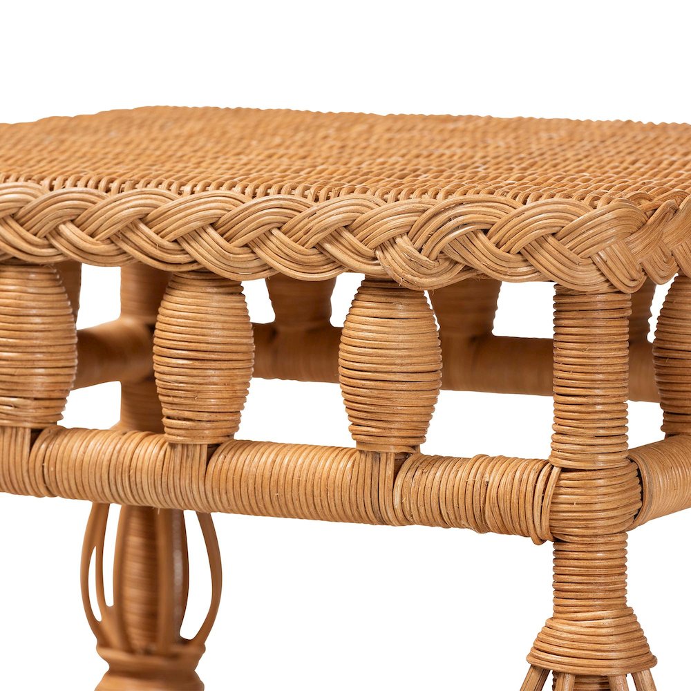 Dolby Natural Rattan End Table - Handwoven Wicker Side Table