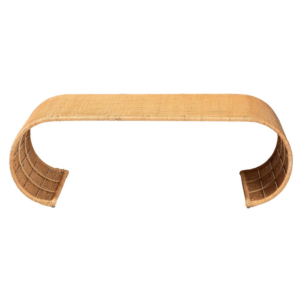 Waterfall Natural Rattan Coffee Table - Handwoven Wicker Centerpiece