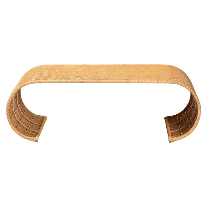 Waterfall Natural Rattan Coffee Table - Handwoven Wicker Centerpiece