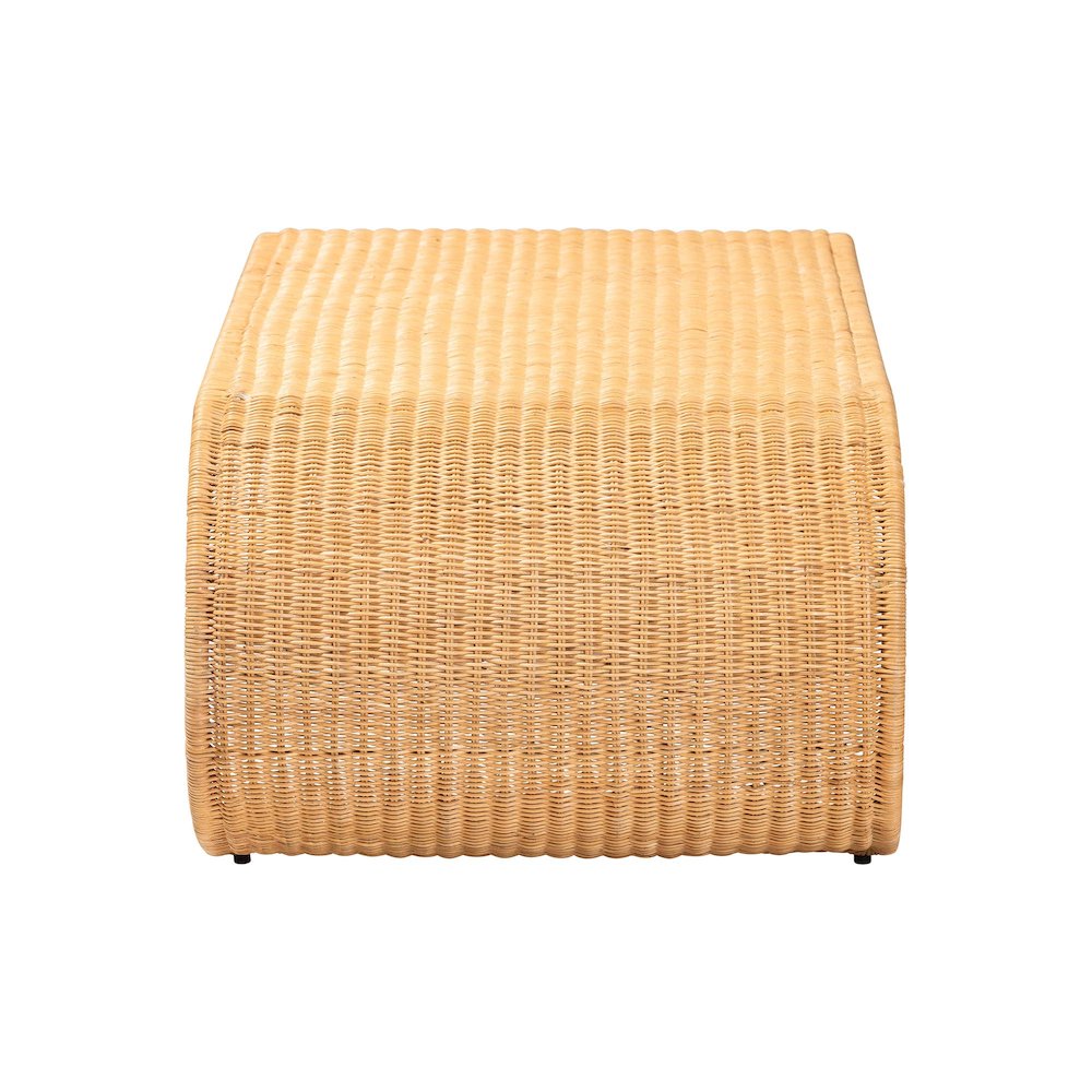 Waterfall Natural Rattan Coffee Table - Handwoven Wicker Centerpiece