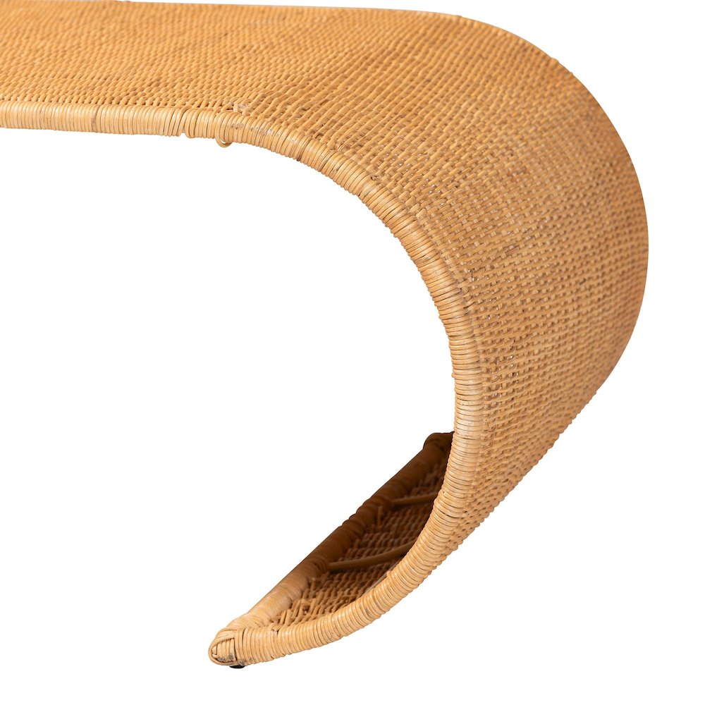 Waterfall Natural Rattan Coffee Table - Handwoven Wicker Centerpiece