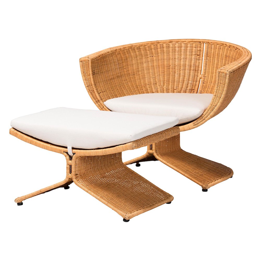 Natural Rattan 2-Piece Living Room Set - Handwoven Wicker Accent Seating