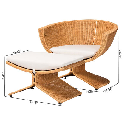 Natural Rattan 2-Piece Living Room Set - Handwoven Wicker Accent Seating