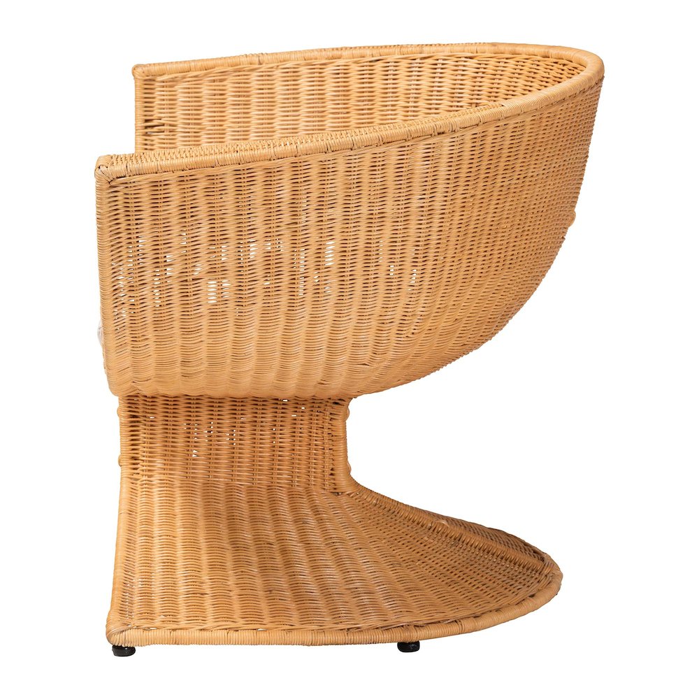 Natural Rattan Lounge Chair - Handwoven Wicker Accent Seating