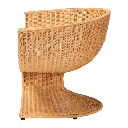 Natural Rattan Lounge Chair - Handwoven Wicker Accent Seating