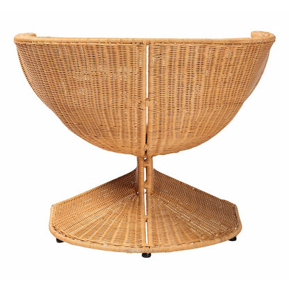 Natural Rattan Lounge Chair - Handwoven Wicker Accent Seating