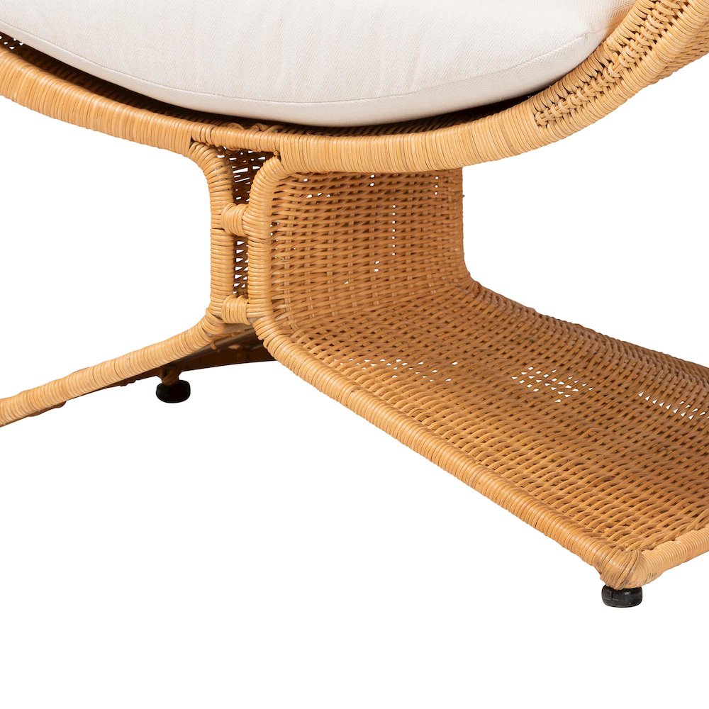 Natural Rattan Lounge Chair - Handwoven Wicker Accent Seating