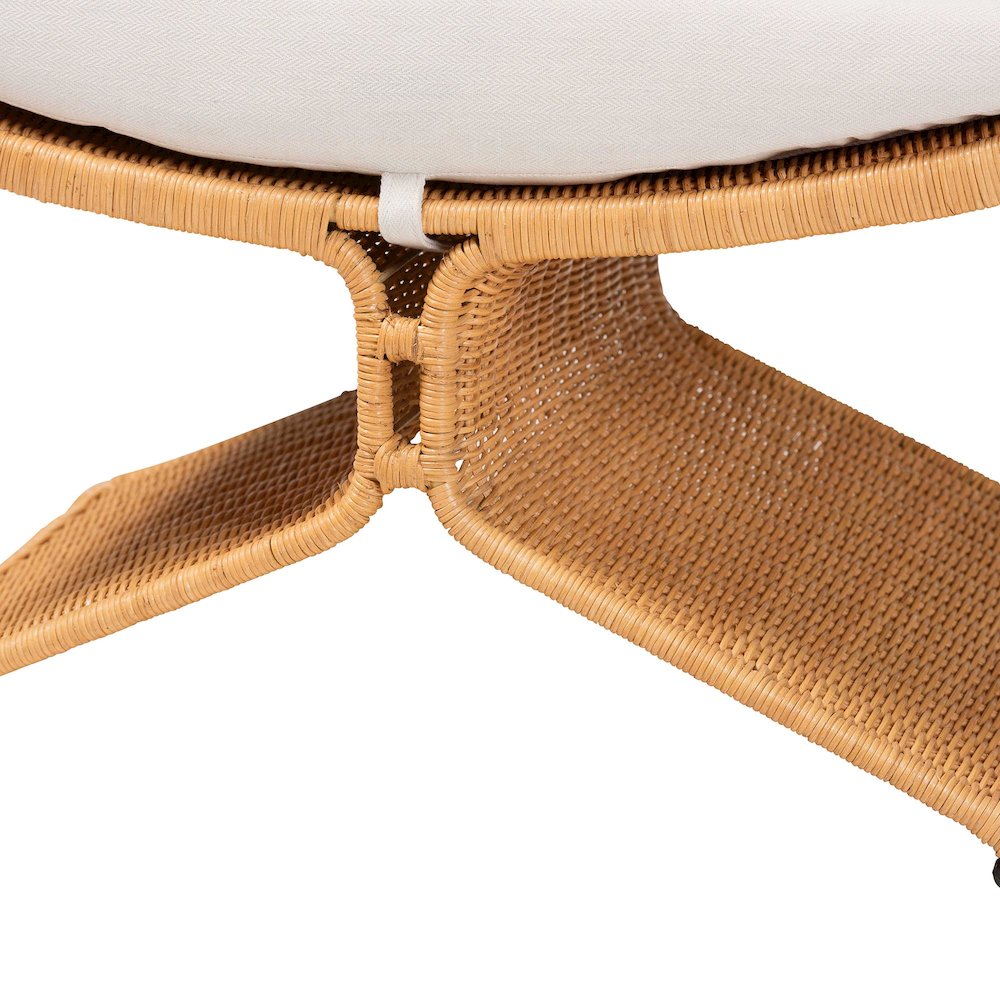 Natural Rattan Footstool - Sculptural Handwoven Ottoman