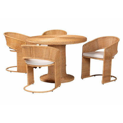 Akiko Bohemian Light Honey Rattan 5-Piece Dining Set