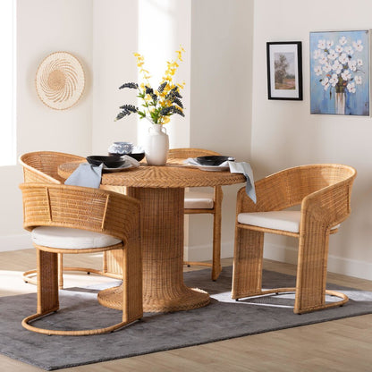 Akiko Bohemian Light Honey Rattan 5-Piece Dining Set
