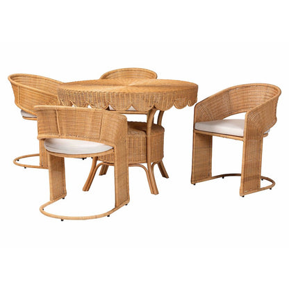 Arisu Bohemian Light Honey Rattan 5-Piece Dining Set