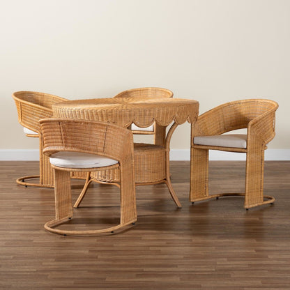 Arisu Bohemian Light Honey Rattan 5-Piece Dining Set