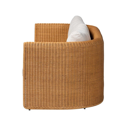 Natural Rattan Sofa with Cushion - Handwoven 3-Seater Couch