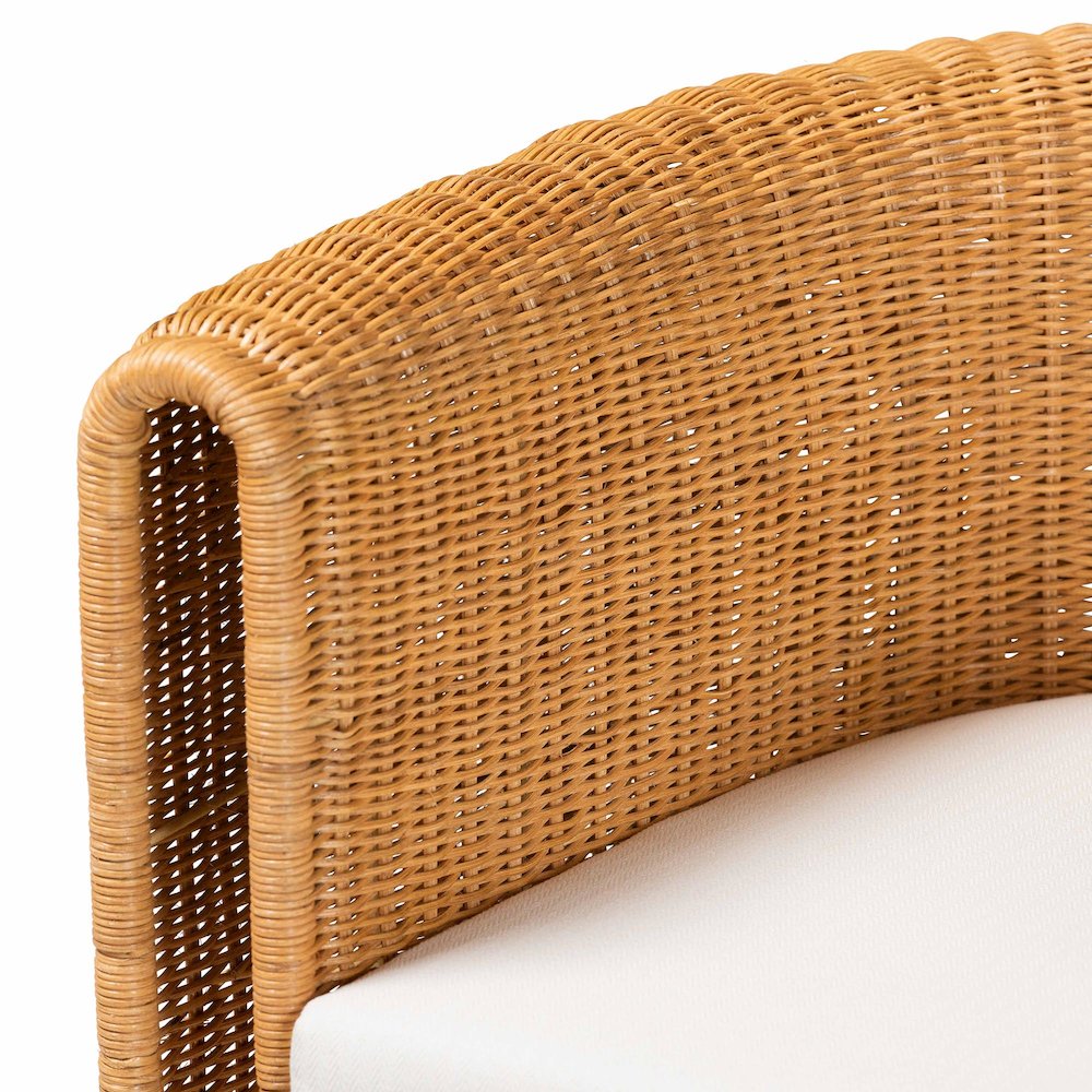 5-Piece Round Rattan Dining Set - Handwoven Wicker Table and 4 Barrel Chairs