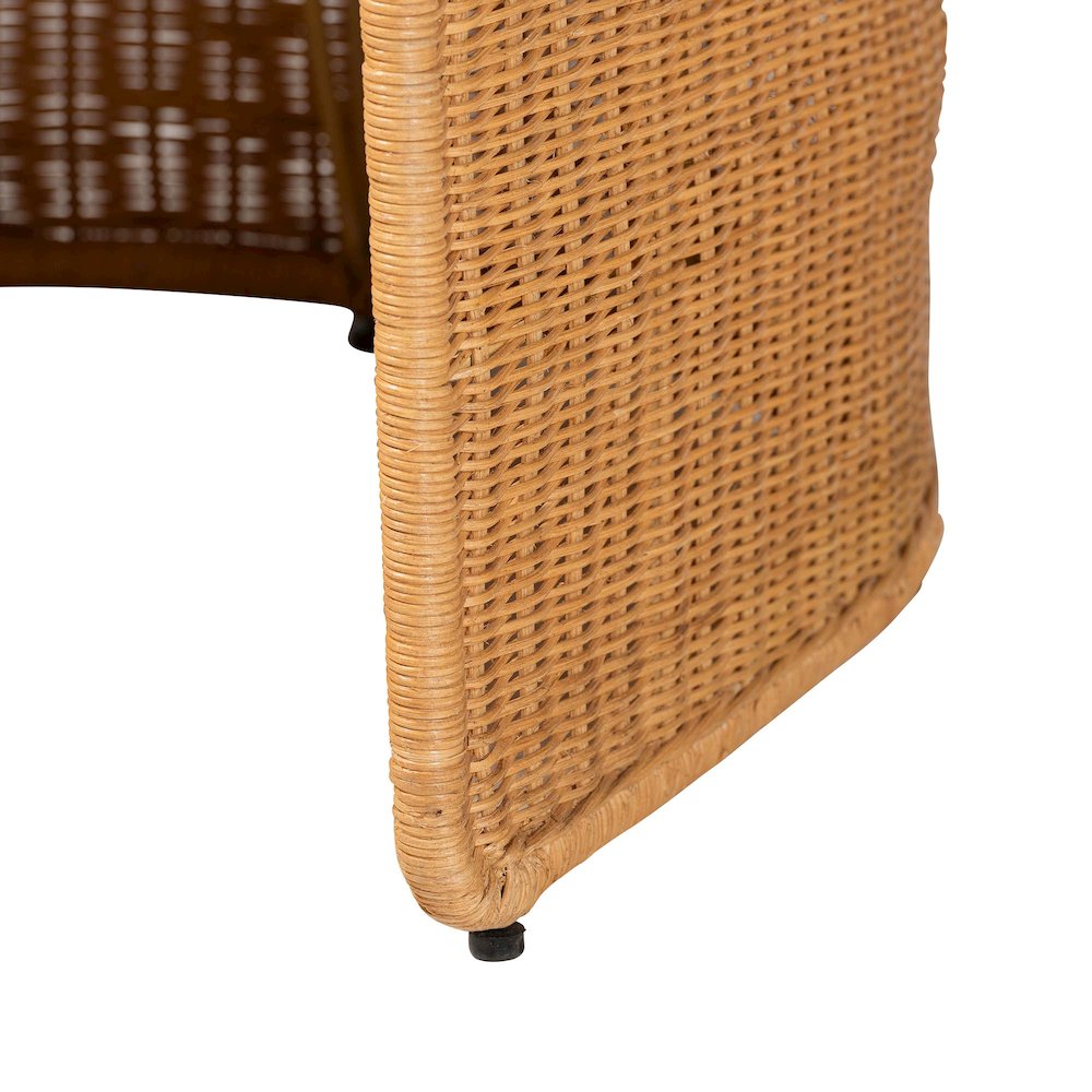 5-Piece Round Rattan Dining Set - Handwoven Wicker Table and 4 Barrel Chairs
