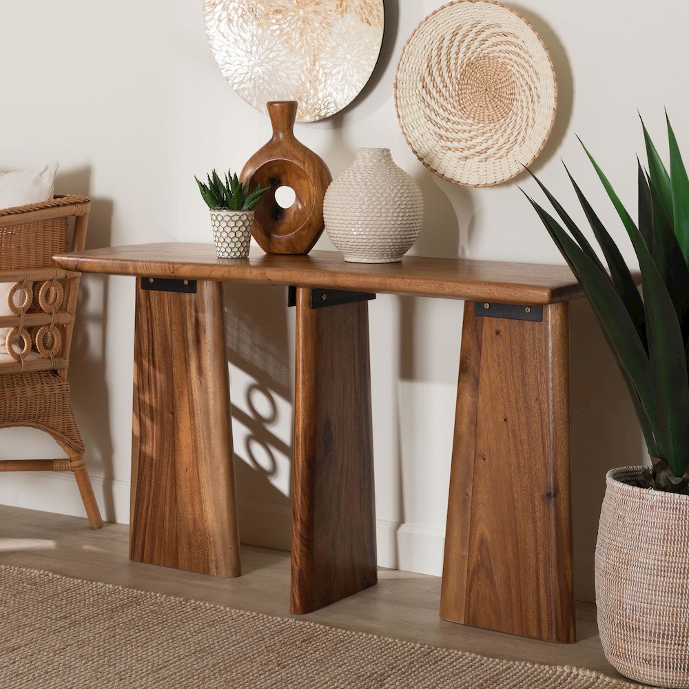 Wood Console Table - Live Edge Statement Table for Entryway or Living Room