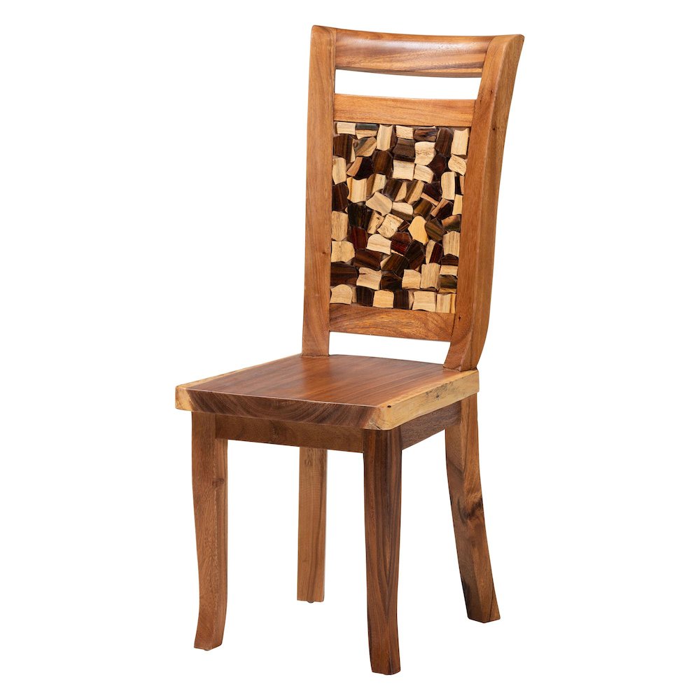 Luan Suar Wood Dining Chair - Handcrafted Solid Wood Seat