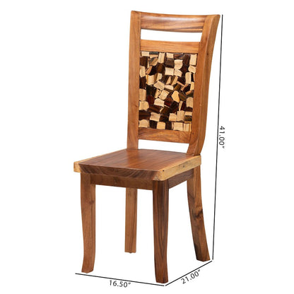 Luan Suar Wood Dining Chair - Handcrafted Solid Wood Seat