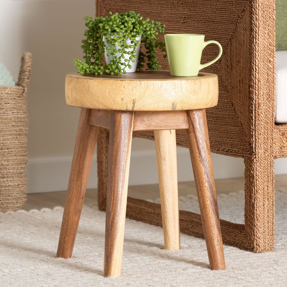 Jia Suar Wood End Table - Handcrafted Side Table
