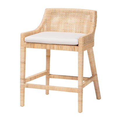 Natural Rattan Counter Stool - Handcrafted Wingback Counter Chair