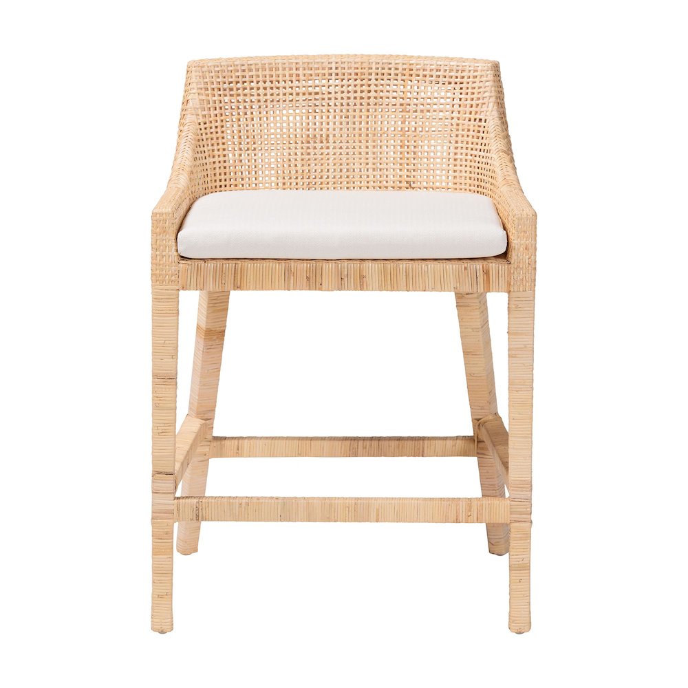 Natural Rattan Counter Stool - Handcrafted Wingback Counter Chair