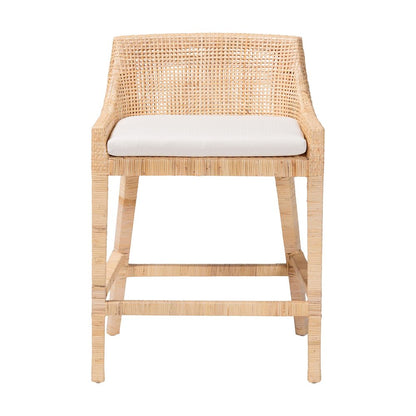 Natural Rattan Counter Stool - Handcrafted Wingback Counter Chair