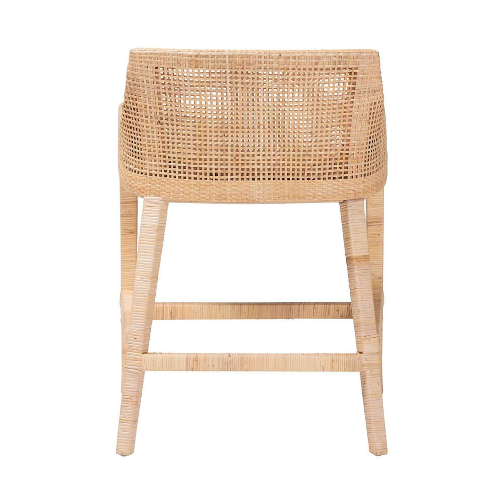 Natural Rattan Counter Stool - Handcrafted Wingback Counter Chair