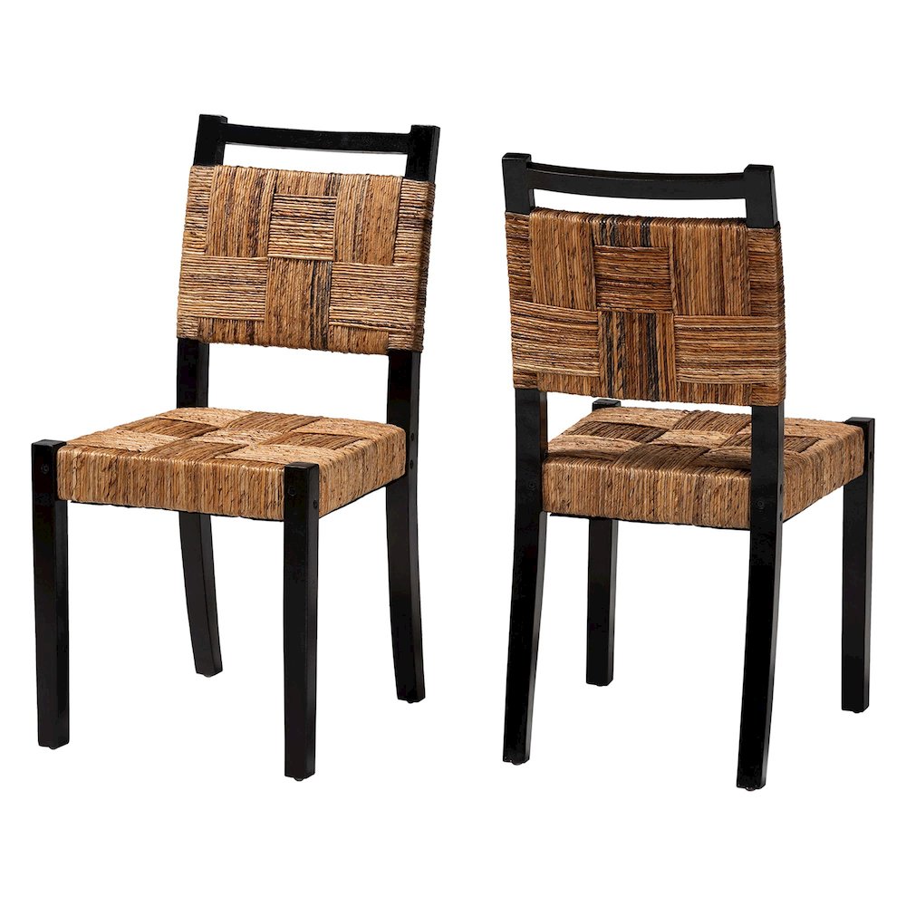 Raniya Handwoven Seagrass Dining Chair Set of 2- Solid Mango Wood Frame
