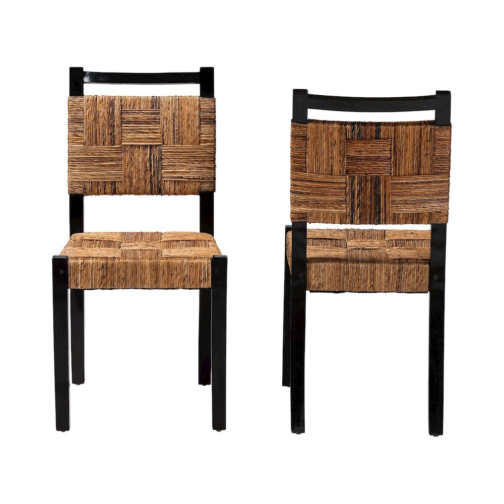 Raniya Handwoven Seagrass Dining Chair Set of 2- Solid Mango Wood Frame