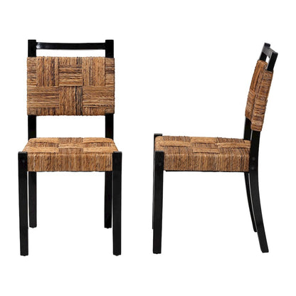 Raniya Handwoven Seagrass Dining Chair Set of 2- Solid Mango Wood Frame