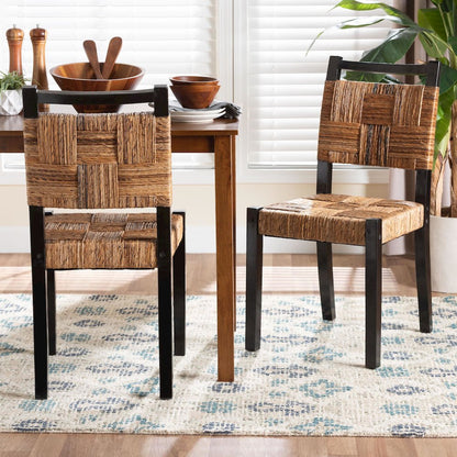 Raniya Handwoven Seagrass Dining Chair Set of 2- Solid Mango Wood Frame