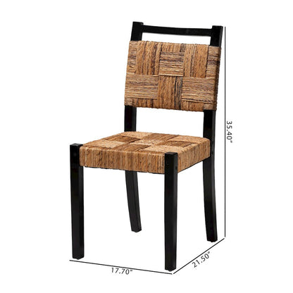 Raniya Handwoven Seagrass Dining Chair Set of 2- Solid Mango Wood Frame