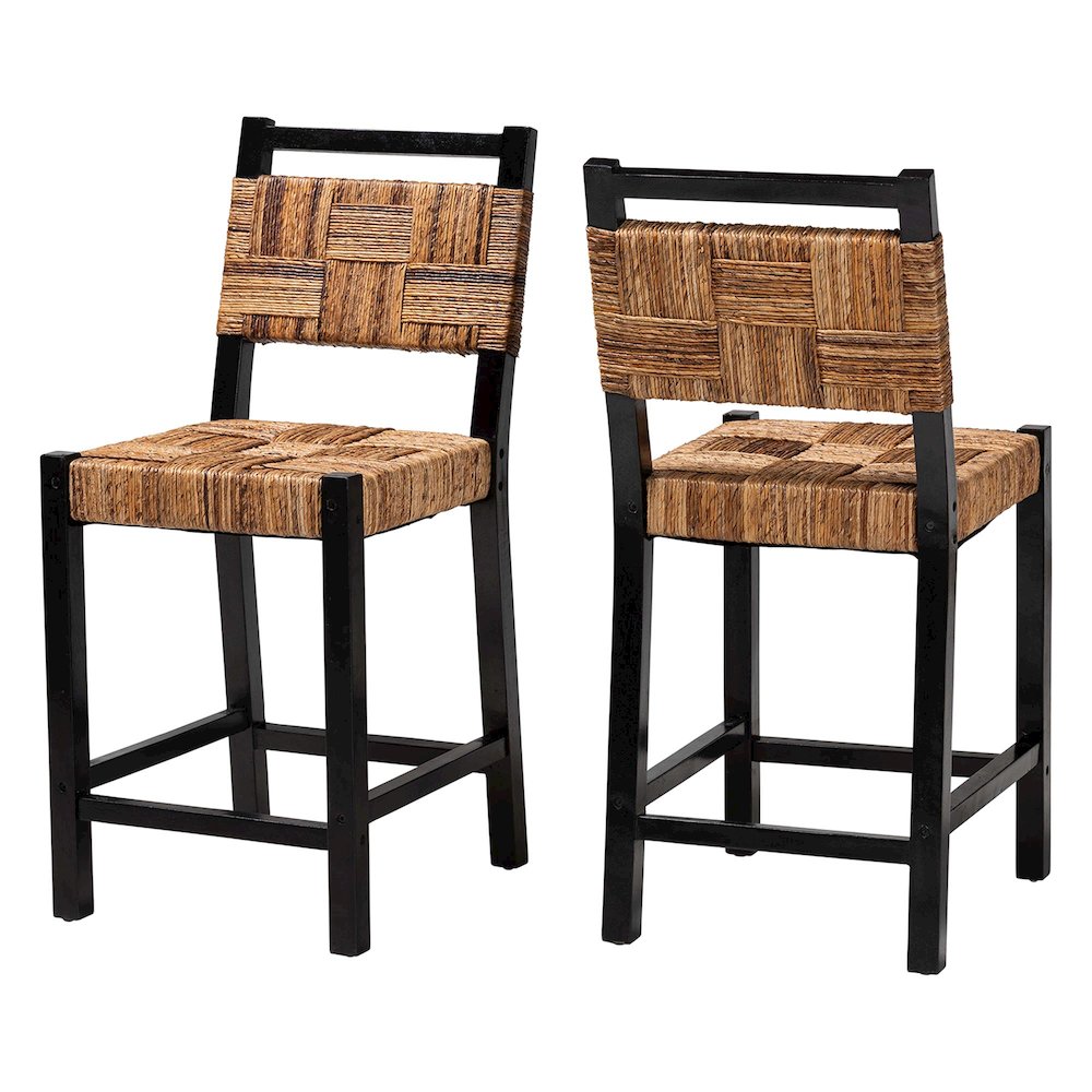 Raniya Seagrass Counter Stool Set of 2 - Solid Mango Wood Frame