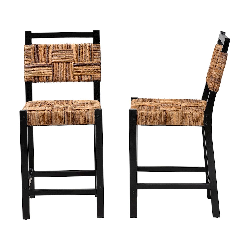 Raniya Seagrass Counter Stool Set of 2 - Solid Mango Wood Frame