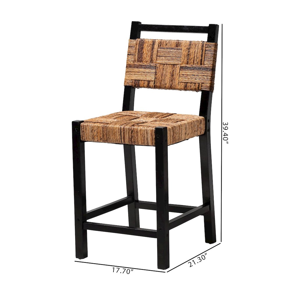 Raniya Seagrass Counter Stool Set of 2 - Solid Mango Wood Frame