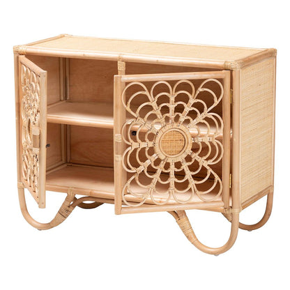 Acelin Natural Rattan Storage Cabinet - Handcrafted Boho Accent Console