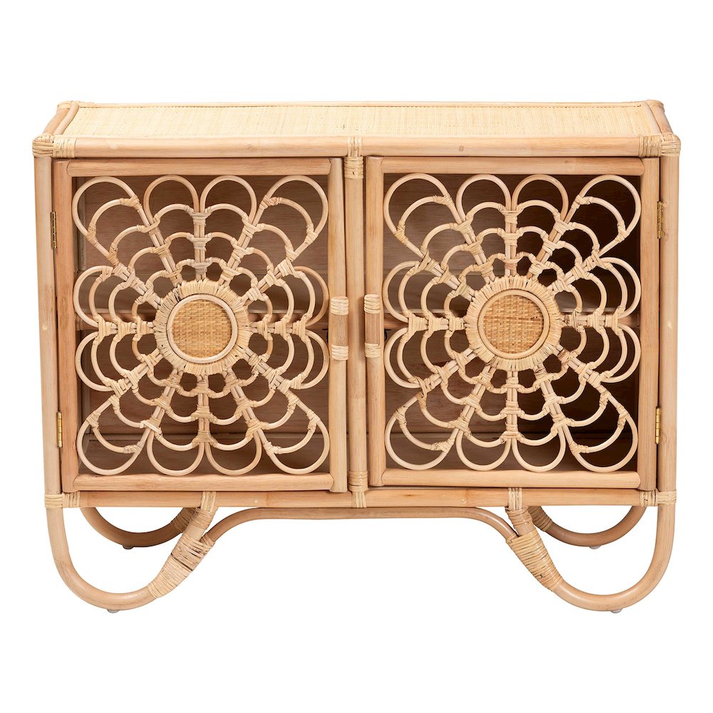 Acelin Natural Rattan Storage Cabinet - Handcrafted Boho Accent Console