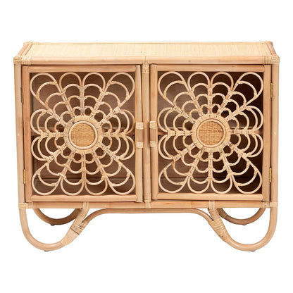 Acelin Natural Rattan Storage Cabinet - Handcrafted Boho Accent Console