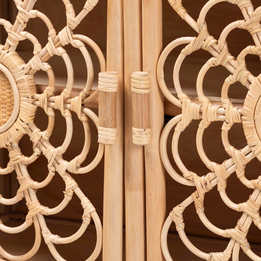Acelin Natural Rattan Storage Cabinet - Handcrafted Boho Accent Console