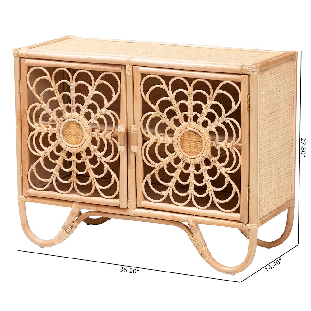 Acelin Natural Rattan Storage Cabinet - Handcrafted Boho Accent Console