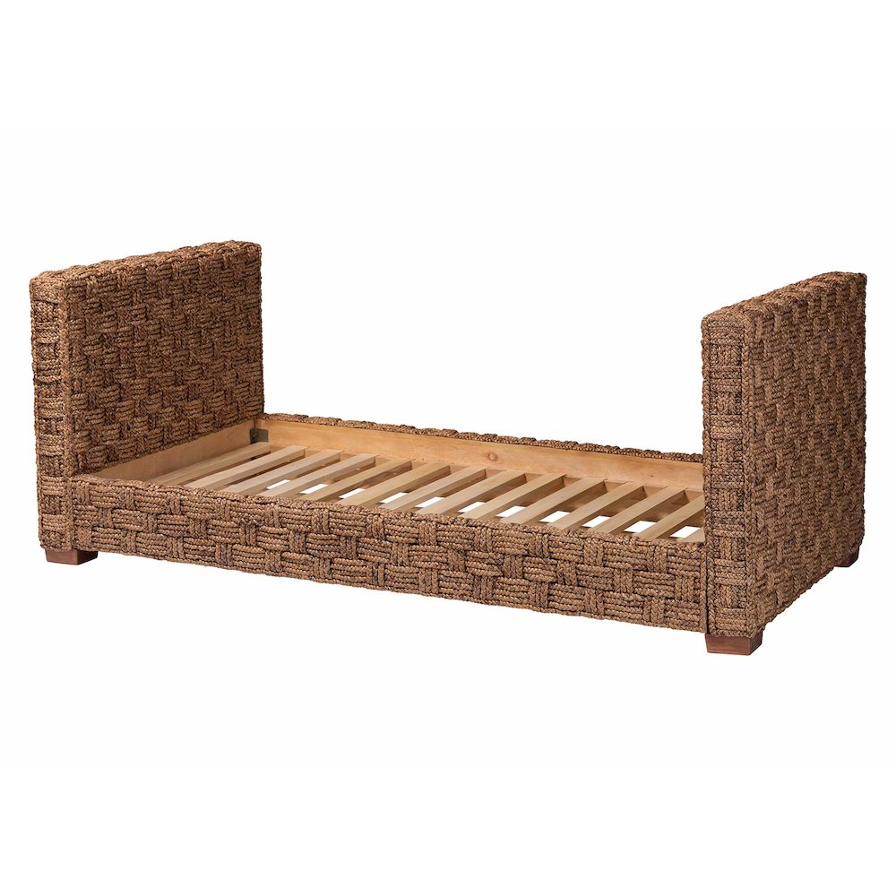 Rhinos Handwoven Seagrass Daybed - Twin Size Coastal Boho Bed Frame