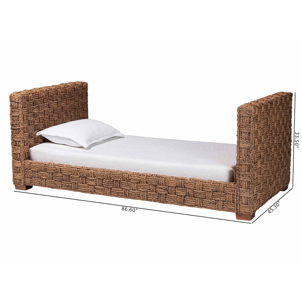 Rhinos Handwoven Seagrass Daybed - Twin Size Coastal Boho Bed Frame