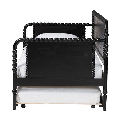 Daybed with Rolling Trundle - Wooden Bed Frame, Twin, Black