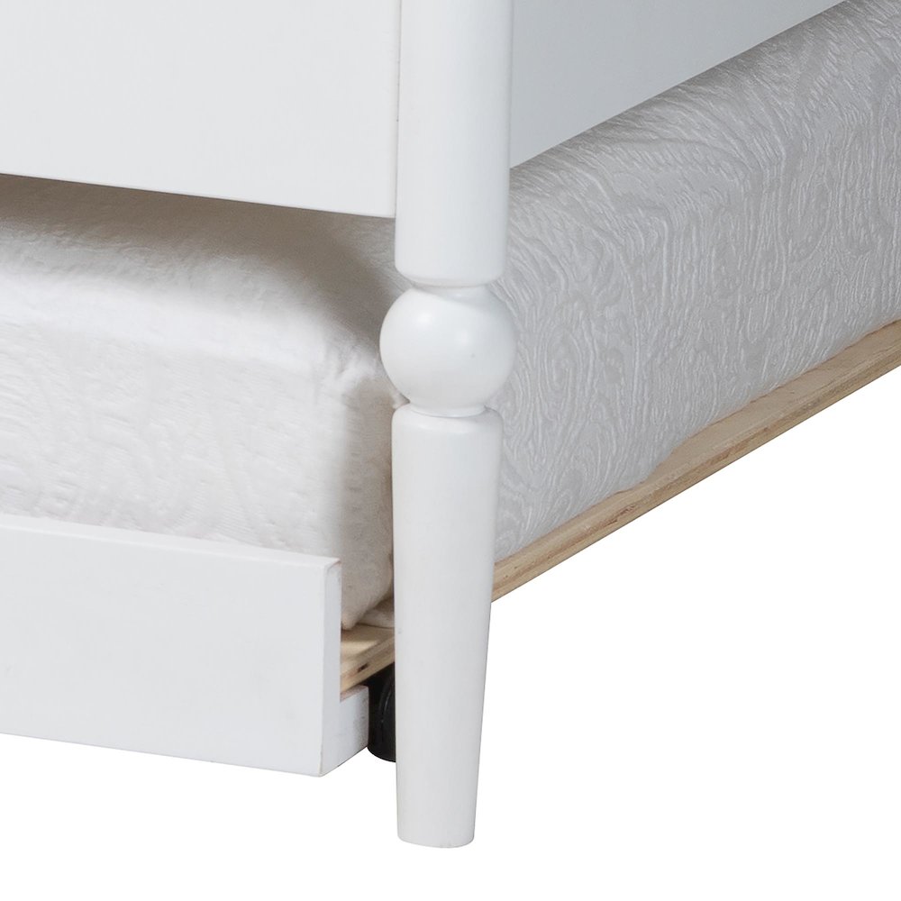 Daybed with Rolling Trundle - Wooden Bed Frame, Twin, White